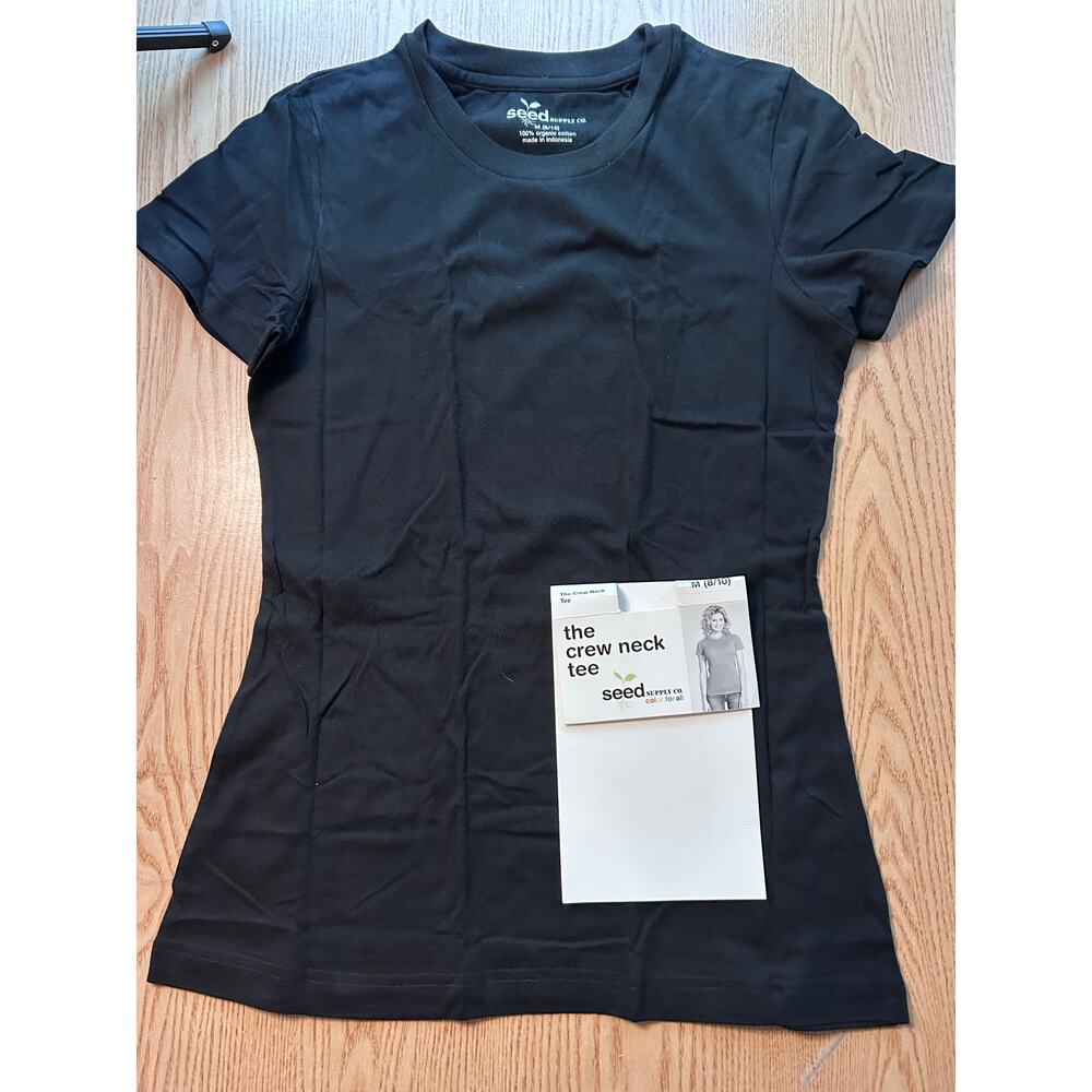 b2 New Women’s Seed Supply co Cotton Crew neck T-shirt Black size Medium 8-10